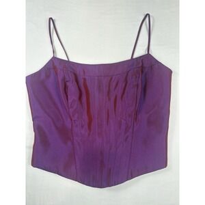 Vintage Cache Fuchsia Corset Top Lace Up Back Spaghetti Strap - Sz 8